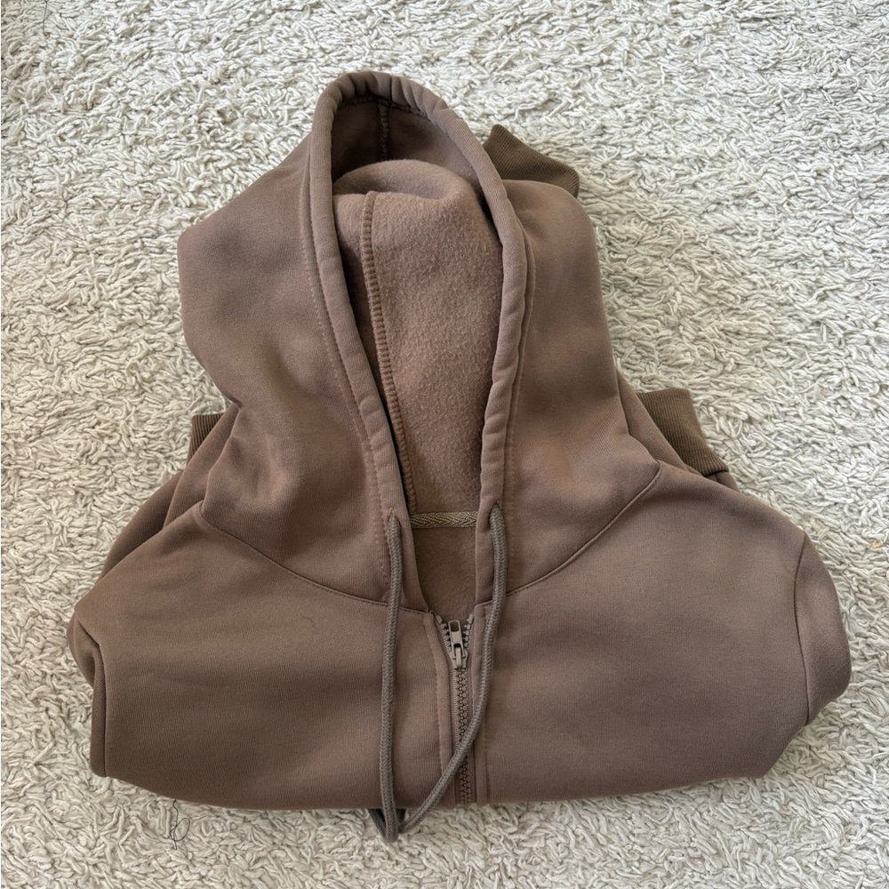 Women’s Cropped Brown Zip-Up Hoodie